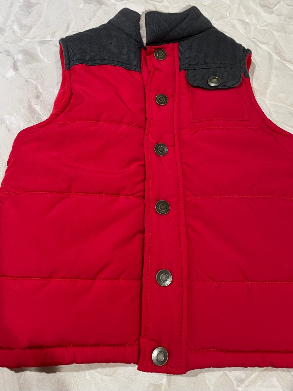 Carter's Bright Red Puffer Vest with Charcoal Trim